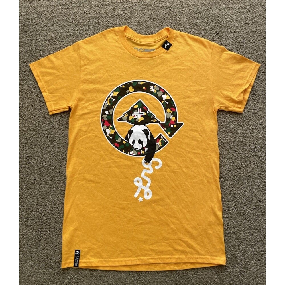 LRG Panda Camo Graphic T-Shirt Mens Small Yellow Lifted Research Group